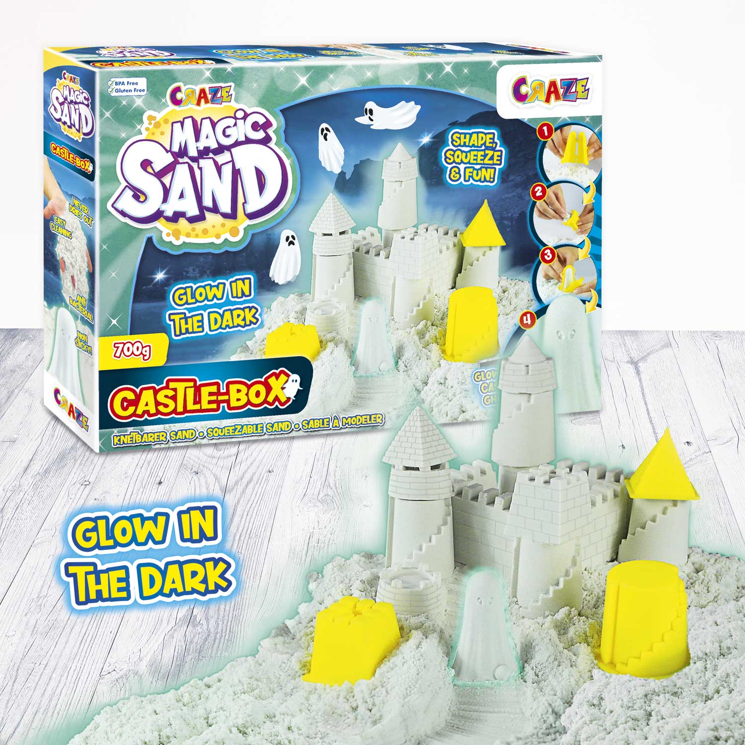 CRAZE GmbH MAGIC SAND Lot de recharge pour sable cinétique 250 g Sable  magique coloré pour kit de bricolage enfants Sable magique Couleurs  assorties